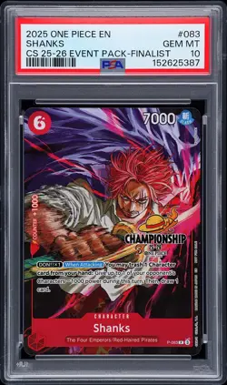 2025 ONE PIECE CHAMPIONSHIP 2025-26 EVENT PACK FINALIST #083 SHANKS PSA 10 - Image 1