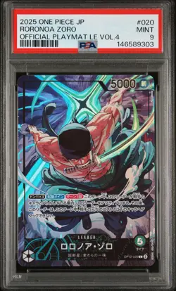 2025 ONE PIECE JPN PROMOS OFFICIAL PLAYMAT EDITION VOL.4 #020 RORONOA ZORO PSA 9 - Image 1