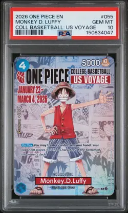 2026 ONE PIECE PROMOS COLLEGE BASKETBALL : US VOYAGE MONKEY D. LUFFY PSA 10 - Image 1