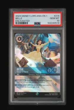 Disney Lorcana EN 1 Belle - Strange but Special Enchanted Foil PSA 10 214/204 - Image 2