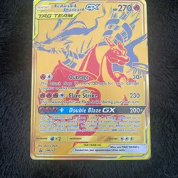 Reshiram & Charizard GX SM247 Standard Cards Full Art Gold Card - Image 1