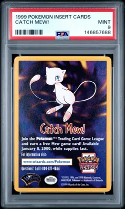 1999 POKEMON INSERT CARDS CATCH MEW! PSA 9 - Image 1