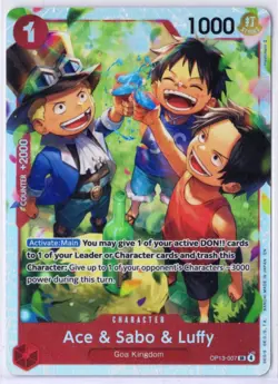 Ace & Sabo & Luffy OP13-007 SR FOIL Carrying On His Will One Piece Card Game - Image 1