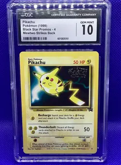 1999 Pikachu Black Star Promo #4 Pokemon Card Mewtwo Strikes Back CGC 10 - Image 1
