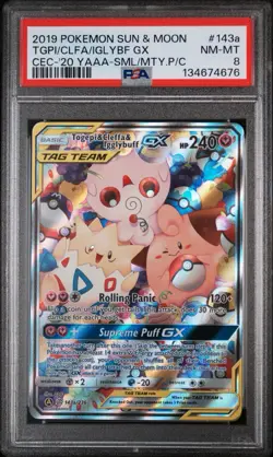 2019 Pokemon Sun & Moon Cosmic Eclipse #143a Tgpi/Clfa/Iglybf Gx PSA8 - Image 1