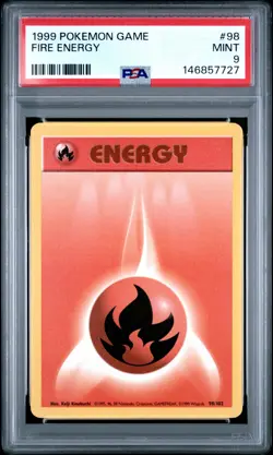 1999 POKEMON BASE SET UNLIMITED #98 FIRE ENERGY PSA 9 - Image 1