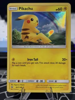 Pokemon TCG Pikachu 28/73 Water Web Holo Promo - Sun & Moon Shining Legends - LP - Image 1