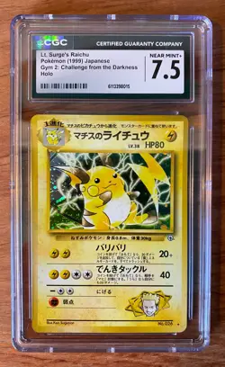 Pokemon Surge's Raichu Japanese Gym Heroes CGC 7.5 NM Vintage Slab 1999 - Image 1