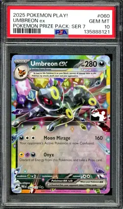 Pokemon TCG Play! Prize Pack Series 7 #060 Umbreon ex Prismatic Stamped PSA 10 - Image 1