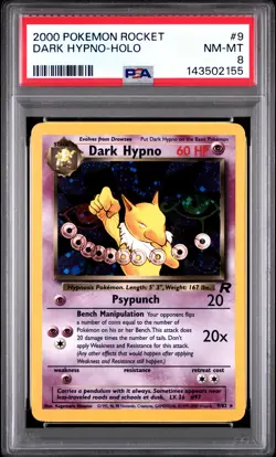 2000 POKEMON ROCKET #9 DARK HYPNO-HOLO PSA 8 - Image 1