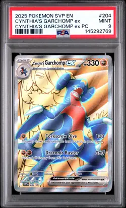 2025 POKEMON SVP EN-SV BLACK STAR PROMO #204 CYNTHIA'S GARCHOMP EX PSA 9 - Image 1