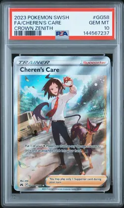 2023 POKEMON SWORD & SHIELD CROWN ZENITH #GG58 FULL ART/CHEREN'S CARE PSA 10 - Image 1