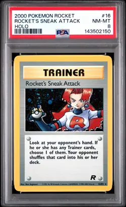 2000 POKEMON ROCKET #16 ROCKET'S SNEAK ATTACK-HOLO PSA 8 - Image 1