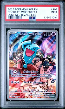 2025 POKEMON SVP EN-SV BLACK STAR PROMO #203 TEAM ROCKET'S WOBBUFFET PSA 9 - Image 1