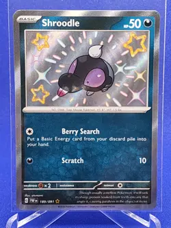 Shroodle 189/091 Holo Paldean Fates Pokemon TCG Scarlet Violet Ultra Rare Shiny - Image 1