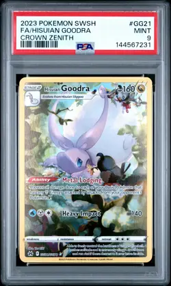 2023 POKEMON SWORD & SHIELD CROWN ZENITH #GG21 FULL ART/HISUIAN GOODRA PSA 9 - Image 1