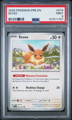 2025 POKEMON PRE EN-PRISMATIC EVOLUTIONS #074 EEVEE PSA 9 - Image 1