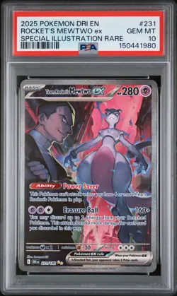 2025 POKEMON DRI EN-DESTINED RIVALS #231 TEAM ROCKET'S MEWTWO EX PSA 10 - Image 1
