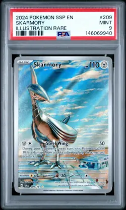 2024 POKEMON SSP EN-SURGING SPARKS ILLUSTRATION RARE #209 SKARMORY PSA 9 - Image 1