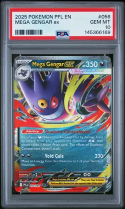 2025 POKEMON PFL EN-PHANTASMAL FLAMES #056 MEGA GENGAR EX PSA 10 - Image 1