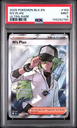 2025 POKEMON BLK EN-BLACK BOLT ULTRA RARE #163 N'S PLAN PSA 9 - Image 1