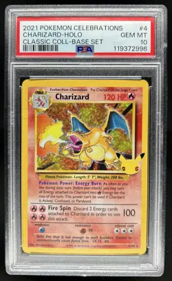2021 Pokemon SWSH Celebrations Charizard Classic Collection Holo #4/102 PSA 10 - Image 1