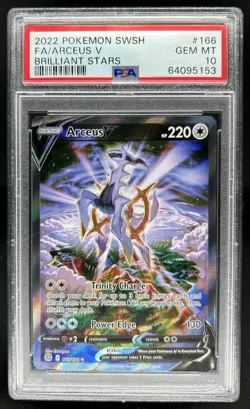 2022 Pokemon SWSH Brilliant Stars Arceus V Full Art #166/172 PSA 10 GEM MINT - Image 1