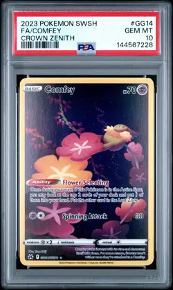 2023 POKEMON SWORD & SHIELD CROWN ZENITH #GG14 FULL ART/COMFEY PSA 10 - Image 1