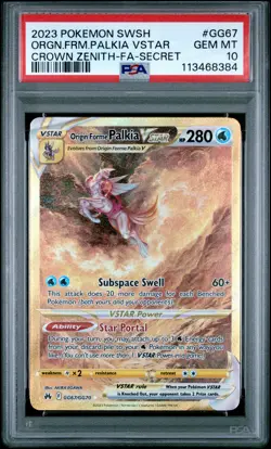2023 POKEMON SWSH CROWN ZENITH #GG67 FULL ART/ORIGIN FORME PALKIA VSTAR PSA 10 - Image 1