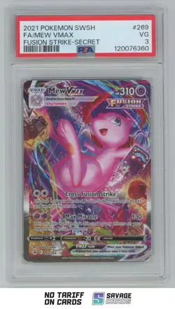 2021 Pokemon Sword & Shield - Fusion Strike Full Art Secret Mew VMAX PSA 3 - Image 1