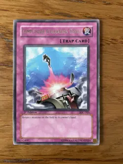 YuGiOh Compulsory Evacuation Device Rare 1st Edition IOC-103 Good Condition - Image 1