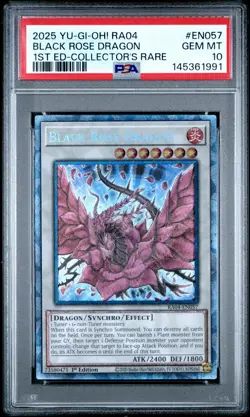 2025 YU-GI-OH! RA04-QUARTER CENTURY STAMPEDE #EN057 BLACK ROSE DRAGON PSA 10 - Image 1