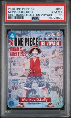 2026 ONE PIECE PROMOS COLLEGE BASKETBALL : US VOYAGE MONKEY D. LUFFY PSA 10 - Image 1