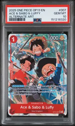 2025 ONE PIECE OP13-CARRYING ON HIS WILL ALTERNATE ART ACE & SABO & LUFFY PSA 10 - Image 1
