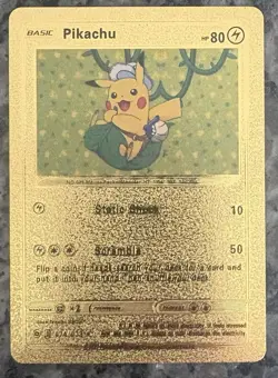 Pokemon Gold Foil Card Pikachu HP80 074/073 Fan Art Custom Card - Image 1