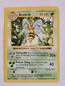 Pokemon Card Shadowless Beedrill 17/102 Base Set - Image 1