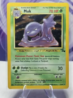 Pokemon TCG Muk 13/62 Fossil Unlimited Holo Rare Card 1999 - Image 1
