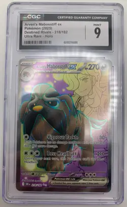 Arven's Mabosstiff ex 218/182 CGC 9 Mint Ultra Rare Destined Rivals Pokemon Card - Image 1