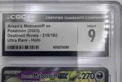 Arven's Mabosstiff ex 218/182 CGC 9 Mint Ultra Rare Destined Rivals Pokemon Card - Image 3