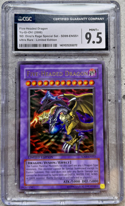 Yugioh Card Five-Headed Dragon Ultra Rare CGC 9.5 Mint+, SD09-ENSS1 2006 - Image 1