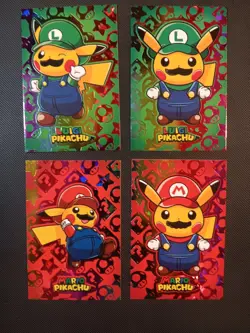 Pokemon 2024 Card Database Christmas Set Mario Luigi Pikachu 4x Set Rainbow - Image 1