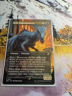 Grim Giganotosaurus (Borderless) #11 (NM) Jurassic World REX Magic MTG - Image 1