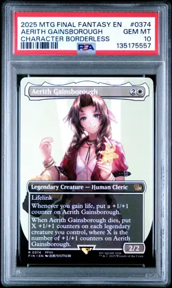 2025 MTG FINAL FANTASY CHARACTER BORDERLESS #0374 AERITH GAINSBOROUGH PSA 10 - Image 1