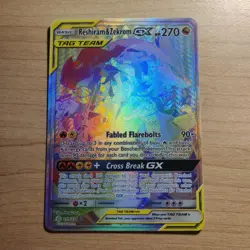 Reshiram & Zekrom GX 259/236 NM RAINBOW SECRET RARE Cosmic Eclipse Pokemon Card - Image 1