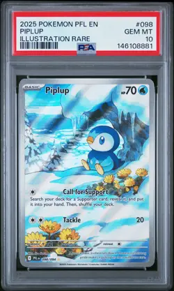 2025 POKEMON PFL EN-PHANTASMAL FLAMES ILLUSTRATION RARE #098 PIPLUP PSA 10 - Image 1