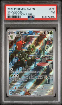2023 POKEMON SVI EN-SCARLET & VIOLET ILLUSTRATION RARE #202 SCOVILLAIN PSA 7 - Image 1