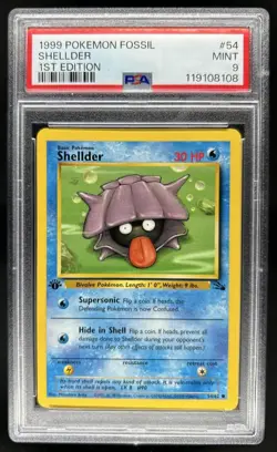 1999 Pokemon Fossil 1st Edition Shellder #54/62 PSA 9 - Image 1