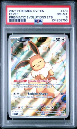 2025 POKEMON SVP EN-SV BLACK STAR PROMO #173 EEVEE PSA 8 - Image 1