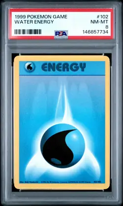 1999 POKEMON BASE SET UNLIMITED #102 WATER ENERGY PSA 8 - Image 1