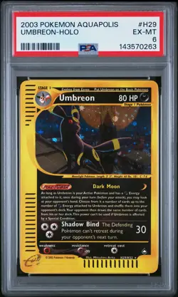 2003 POKEMON AQUAPOLIS #H29 UMBREON-HOLO PSA 6 - Image 1